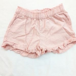 Pink girls shorts with ruffle bottoms